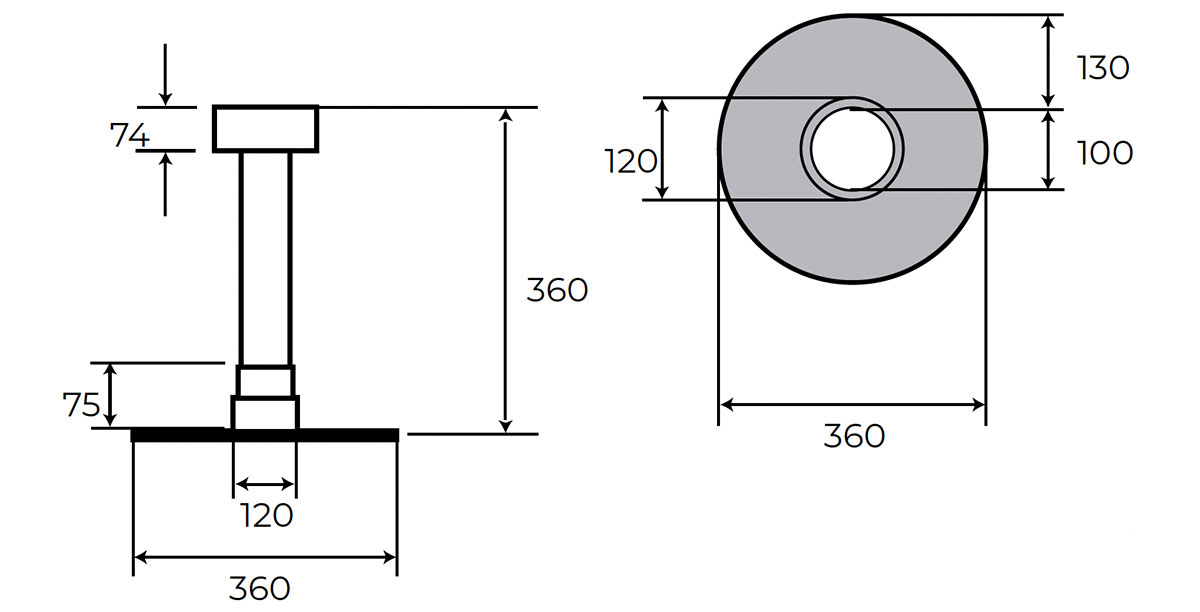 StrataRise TPE Flat Roof Vent Technical Diagram
